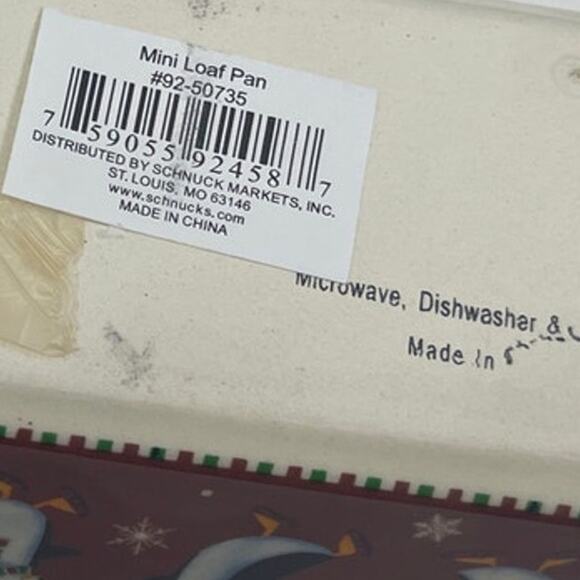 Set of Two Snowman Winter Penguin Microwave & Oven Safe Ceramic Mini Loaf Pans - Picture 4 of 4